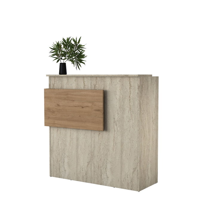 Hanah Home Mesa de Recepción con Iluminación LED Travertino y Nogal Hanah Home Mesa de Recepción con Iluminación LED Travertino y Nogal